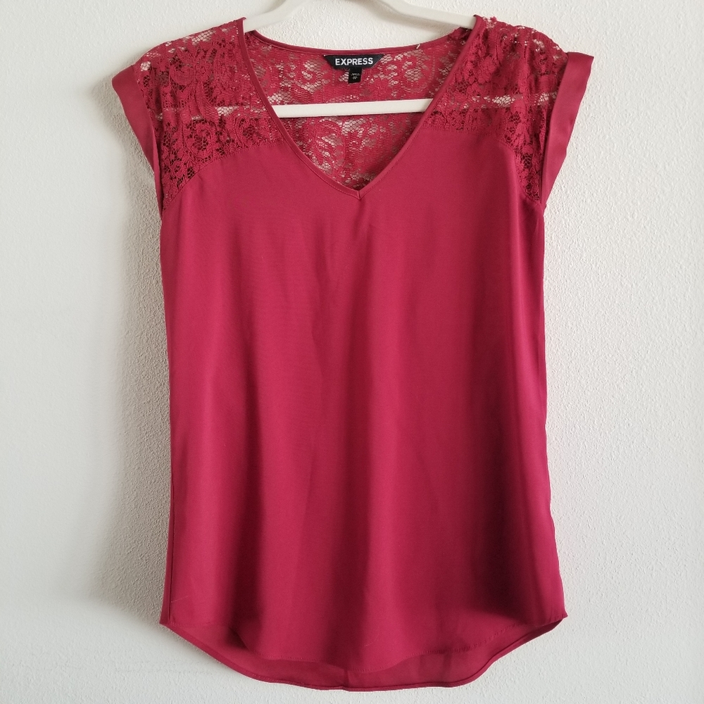 EXPRESS BURGUNDY SHORT SLEEVE BLOUSE